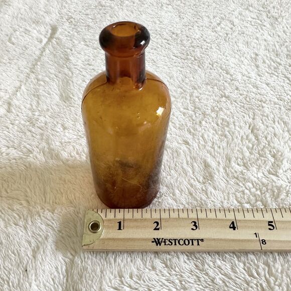 Vintage Amber Apothecary Glass Bottle 5" Tall - Picture 10 of 10